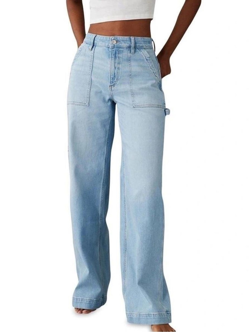 American Eagle Super High Rise Baggy Wide Leg jeans 14